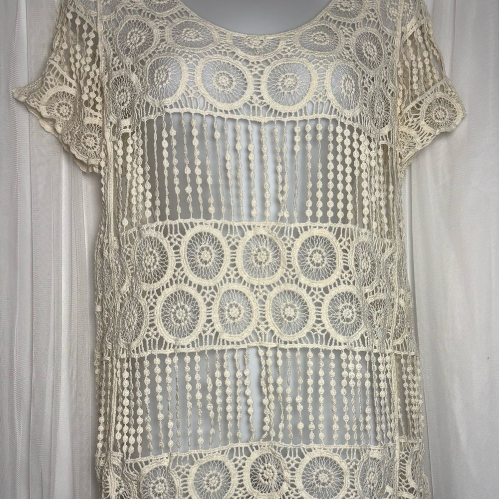 Phase One Cream Crochet Lace Top